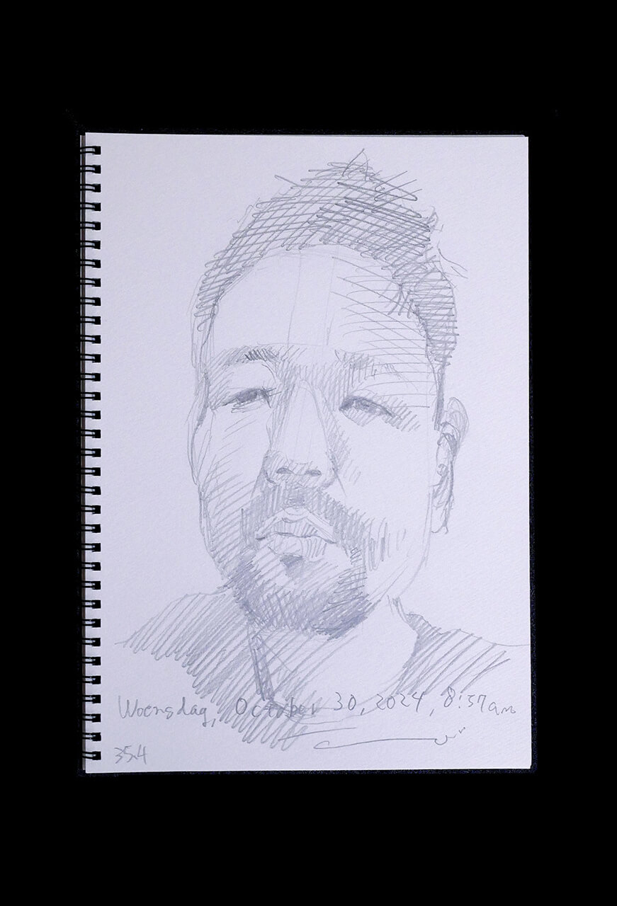 Contemporary artist SHINTAKU Tomoni's 2024/10/30 Self-portrait or pencil drawing