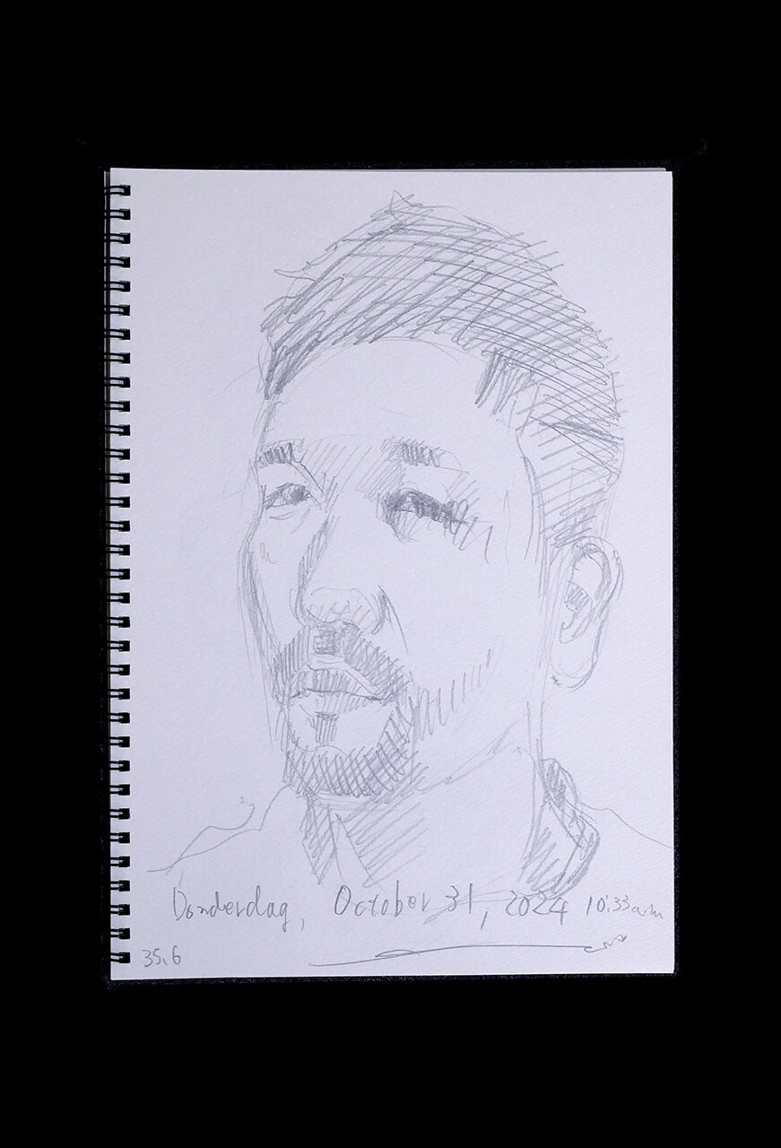 Contemporary artist SHINTAKU Tomoni's 2024/10/31 Self-portrait or pencil drawing