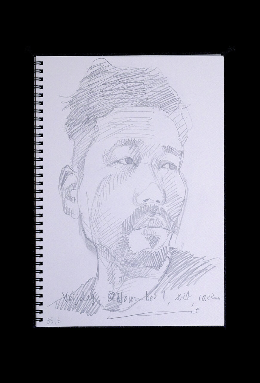 Contemporary artist SHINTAKU Tomoni's 2024/11/1 Self-portrait or pencil drawing
