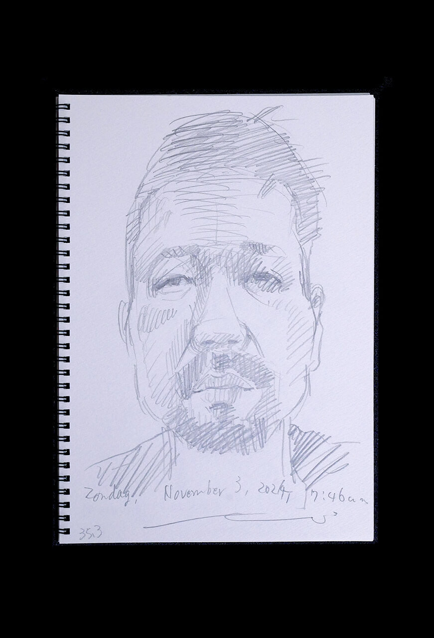 Contemporary artist SHINTAKU Tomoni's 2024/11/3 Self-portrait or pencil drawing