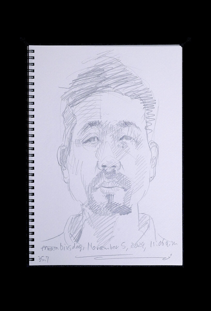 Contemporary artist SHINTAKU Tomoni's 2024/11/5 Self-portrait or pencil drawing