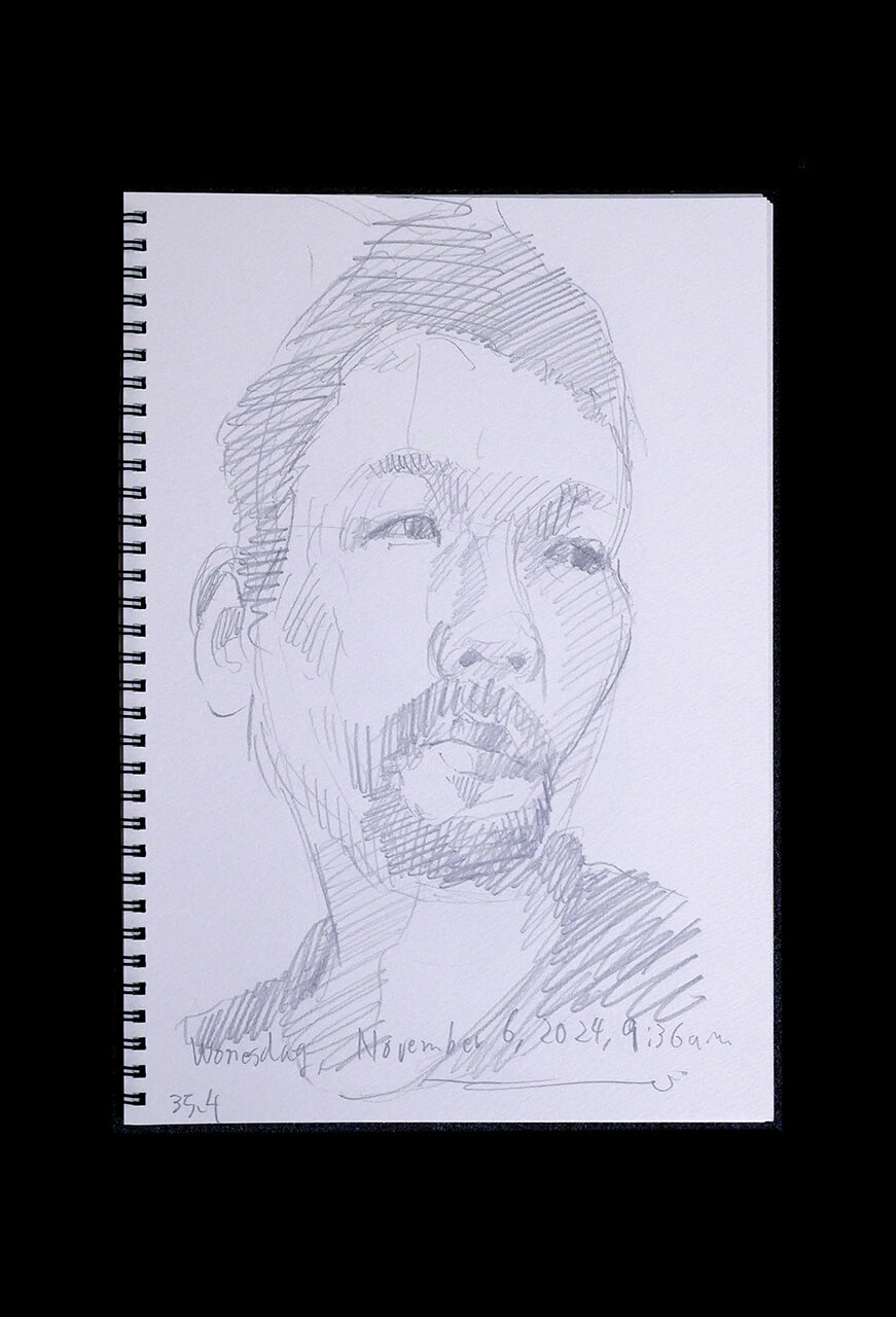 Contemporary artist SHINTAKU Tomoni's 2024/11/6 Self-portrait or pencil drawing
