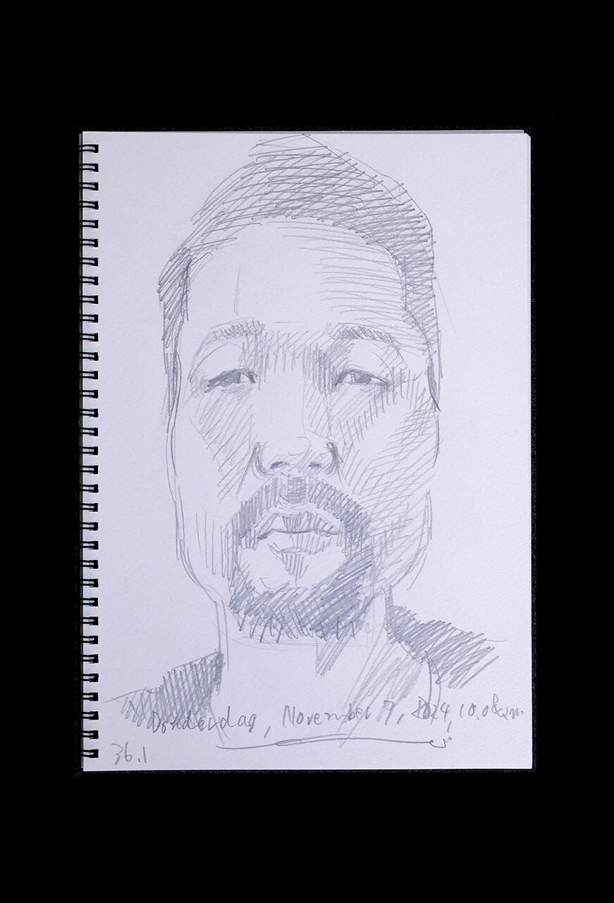 Contemporary artist SHINTAKU Tomoni's 2024/11/7 Self-portrait or pencil drawing