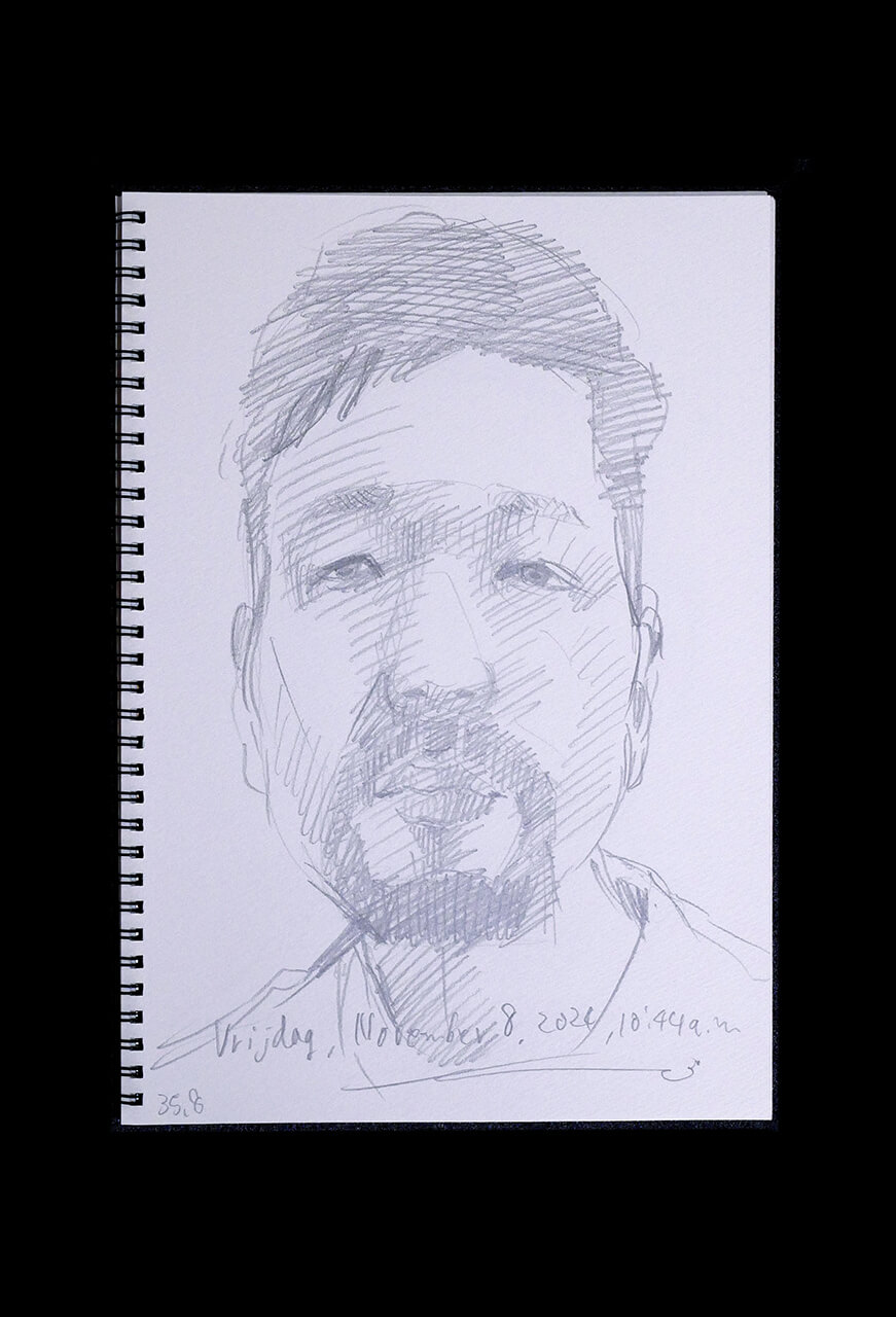Contemporary artist SHINTAKU Tomoni's 2024/11/8 Self-portrait or pencil drawing