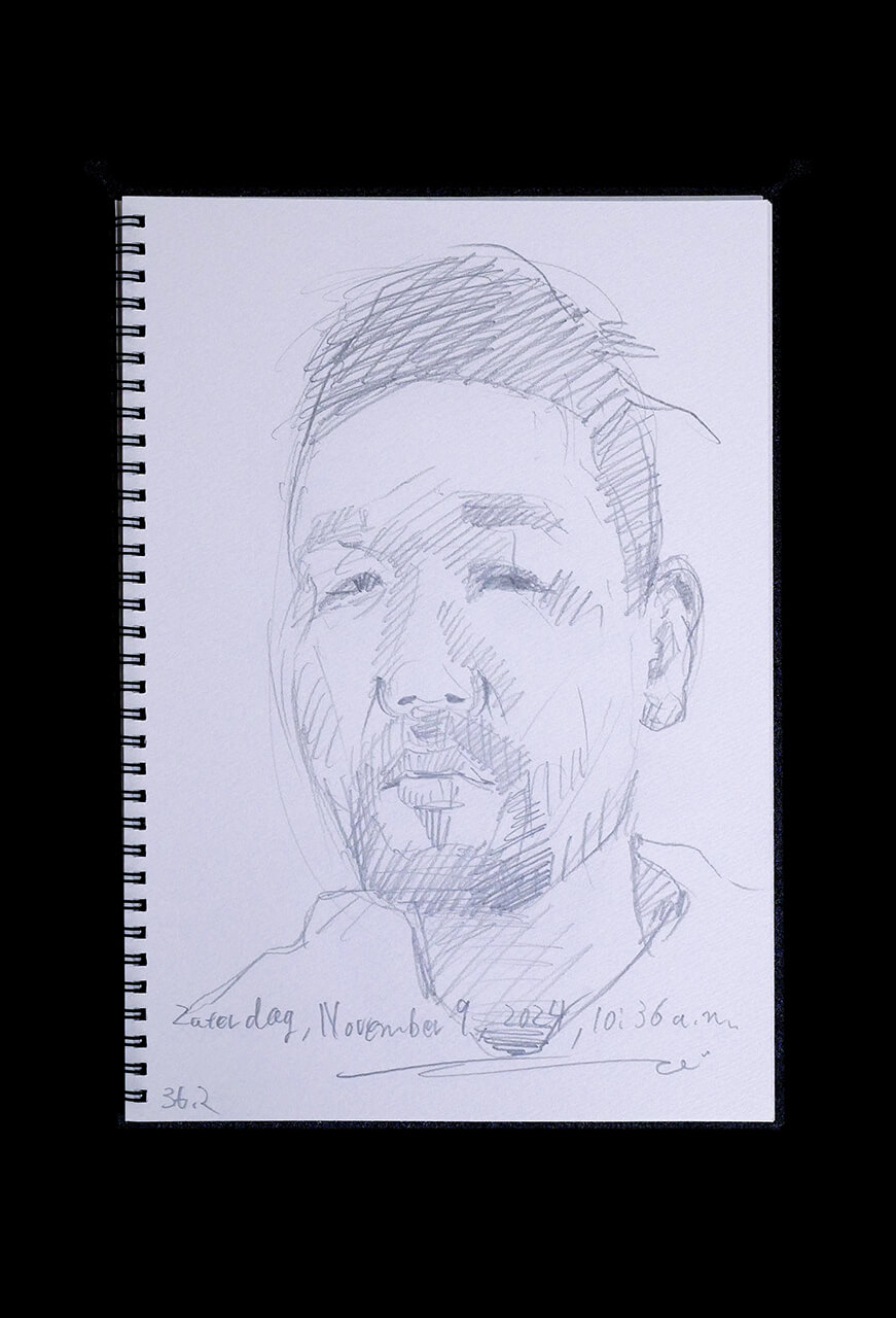 Contemporary artist SHINTAKU Tomoni's 2024/11/9 Self-portrait or pencil drawing
