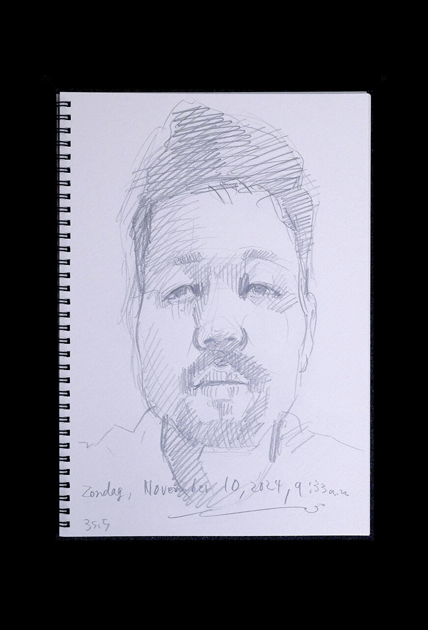 Contemporary artist SHINTAKU Tomoni's 2024/11/10 Self-portrait or pencil drawing