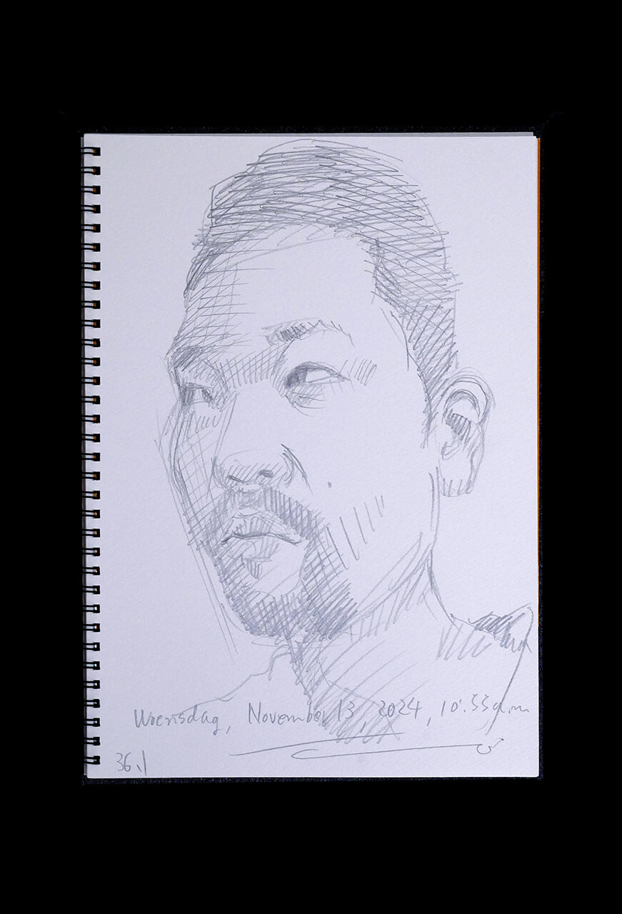 Contemporary artist SHINTAKU Tomoni's 2024/11/13 Self-portrait or pencil drawing