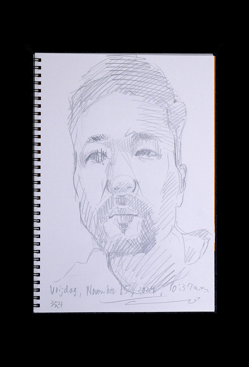 Contemporary artist SHINTAKU Tomoni's 2024/11/15 Self-portrait or pencil drawing