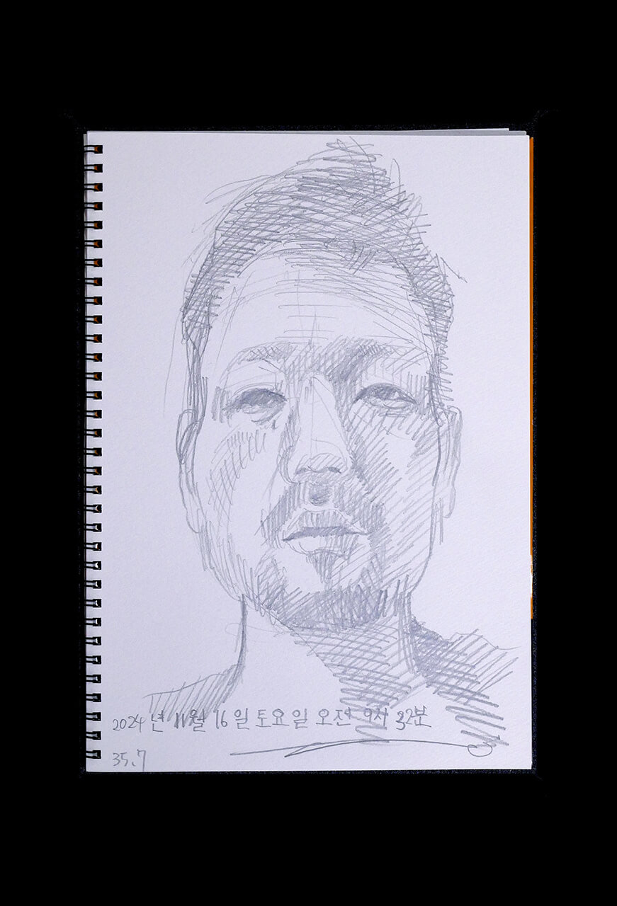 Contemporary artist SHINTAKU Tomoni's 2024/11/16 Self-portrait or pencil drawing