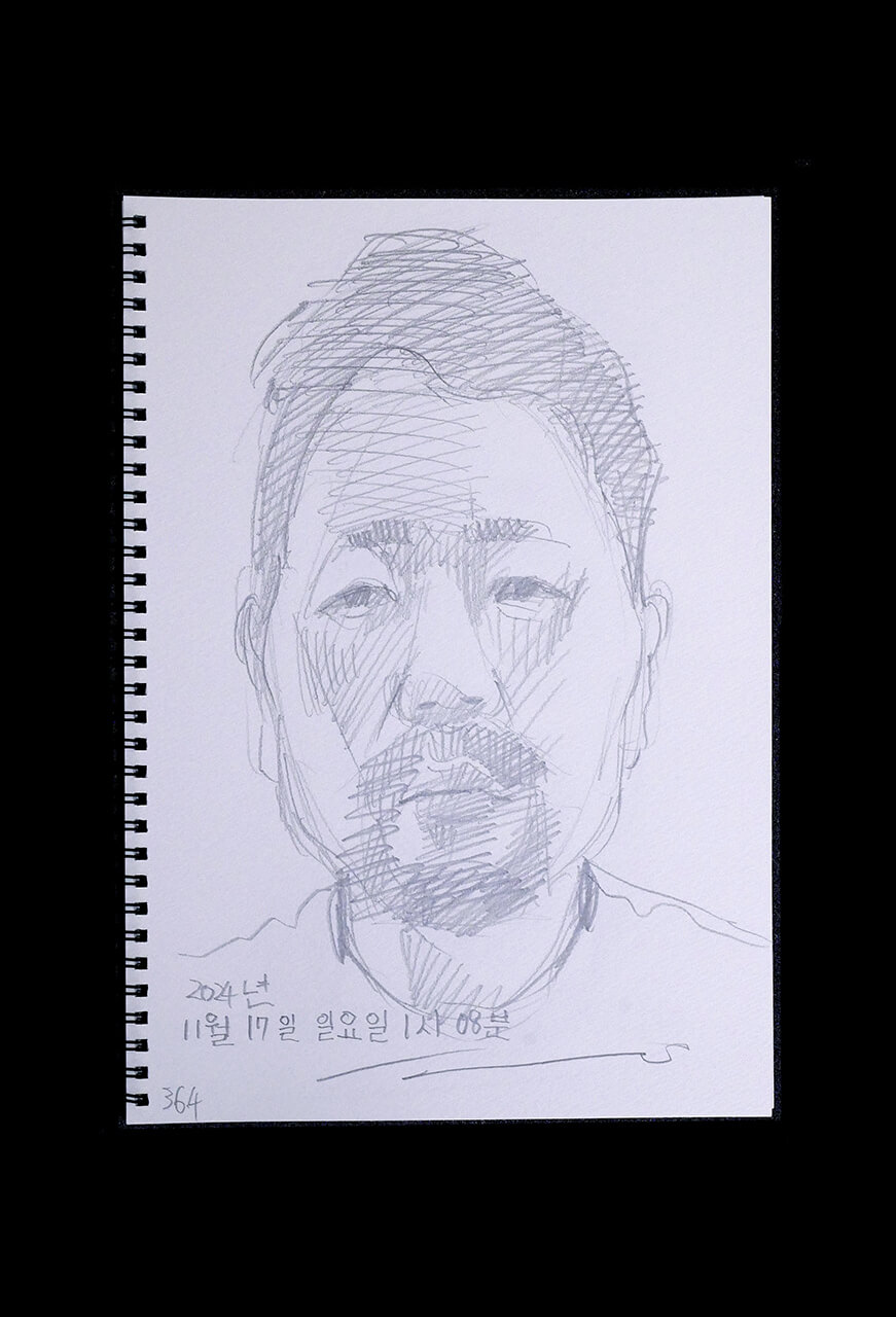 Contemporary artist SHINTAKU Tomoni's 2024/11/17 Self-portrait or pencil drawing