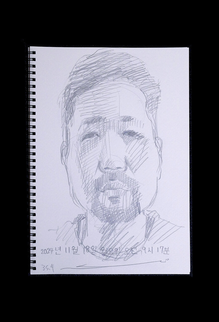 Contemporary artist SHINTAKU Tomoni's 2024/11/18 Self-portrait or pencil drawing