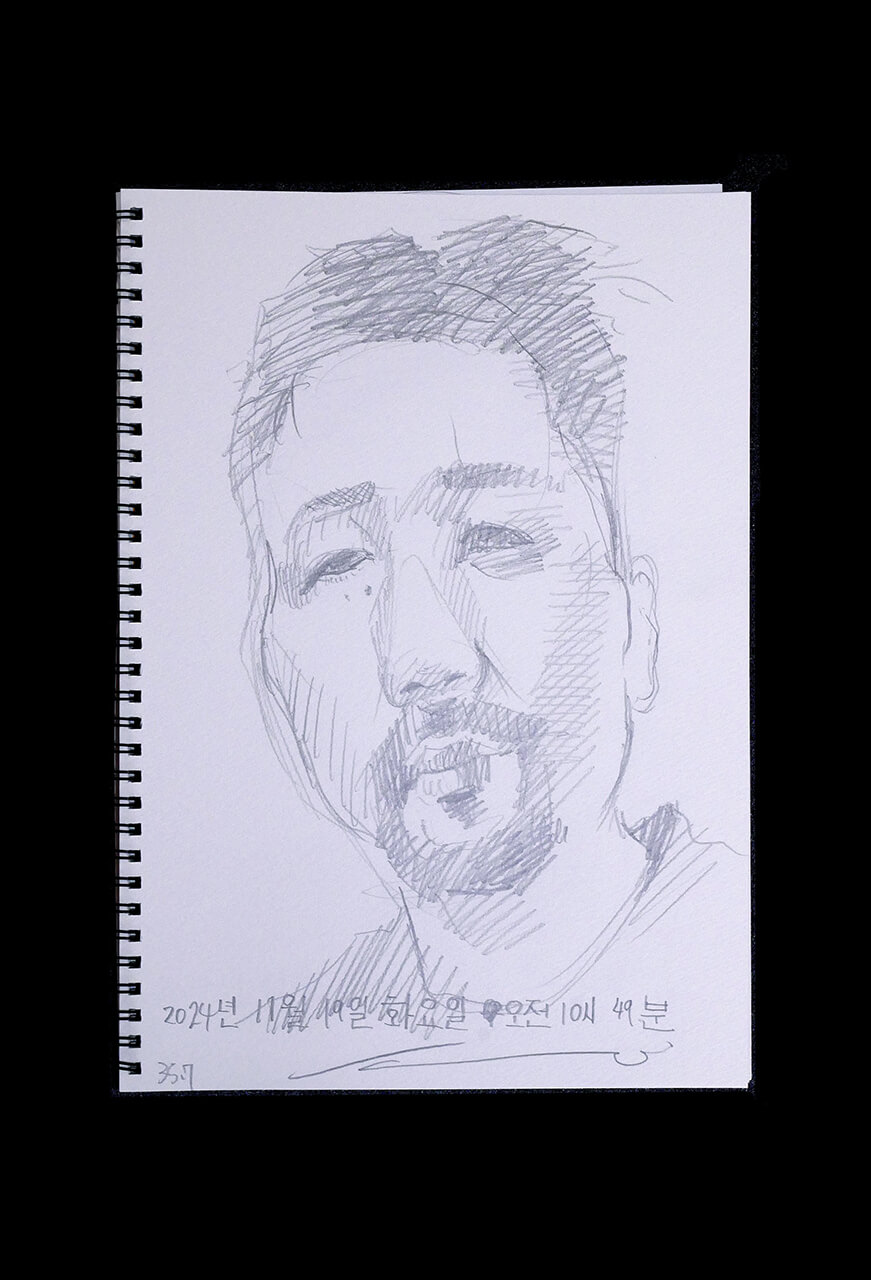 Contemporary artist SHINTAKU Tomoni's 2024/11/19 Self-portrait or pencil drawing