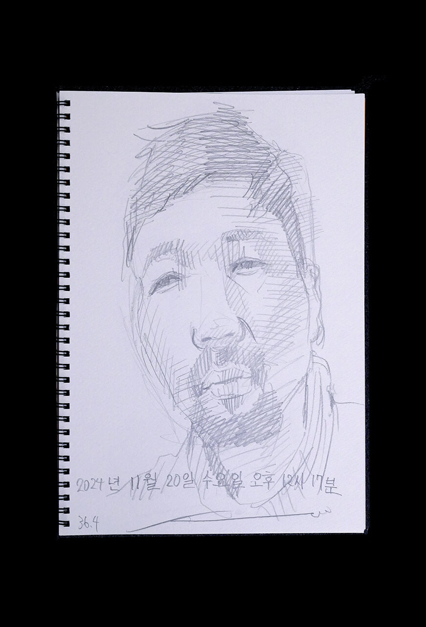 Contemporary artist SHINTAKU Tomoni's 2024/11/20 Self-portrait or pencil drawing