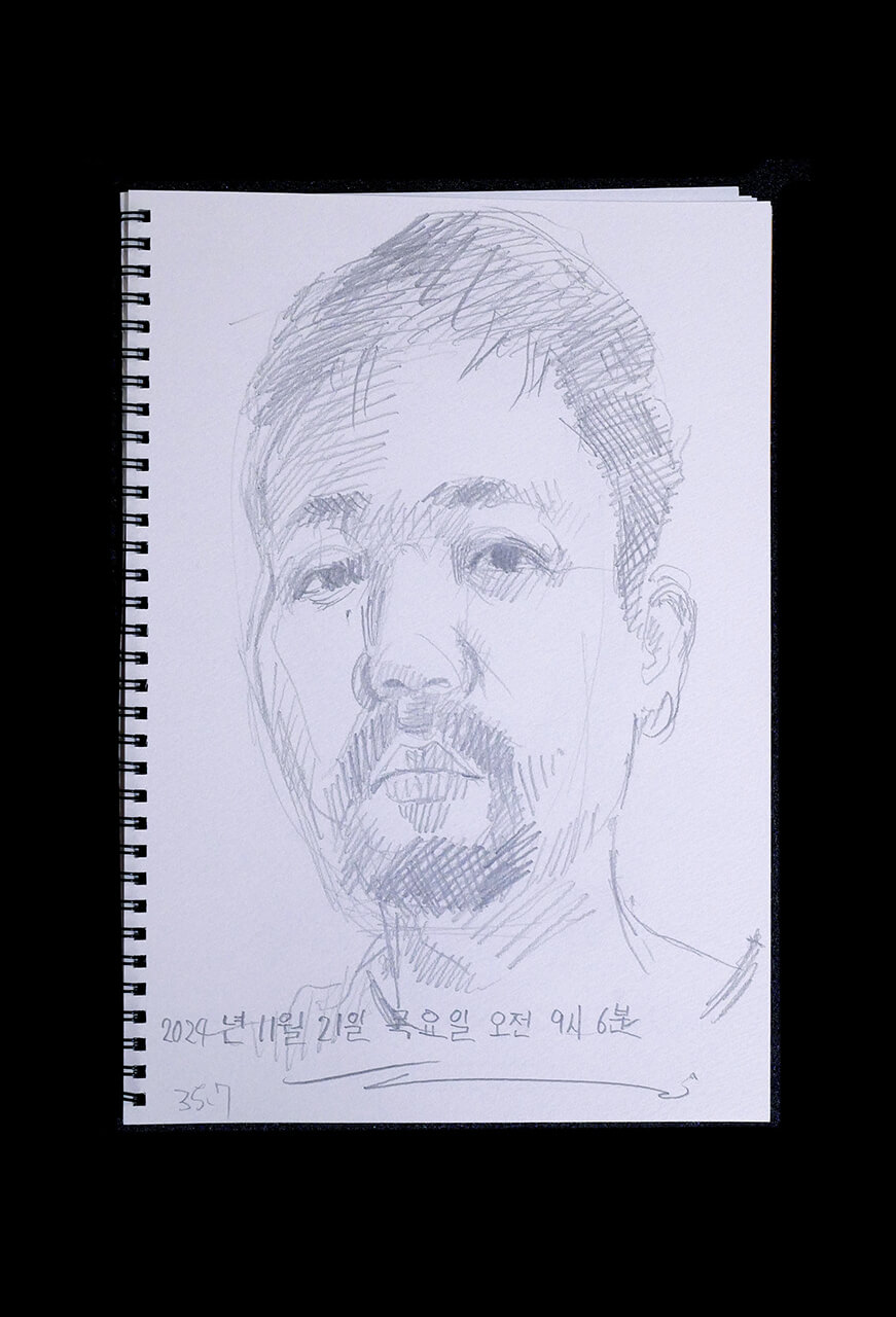 Contemporary artist SHINTAKU Tomoni's 2024/11/21 Self-portrait or pencil drawing
