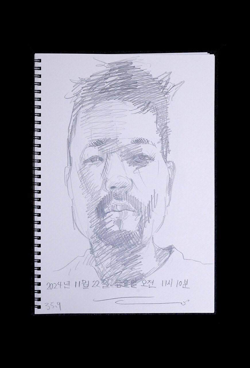 Contemporary artist SHINTAKU Tomoni's 2024/11/22 Self-portrait or pencil drawing