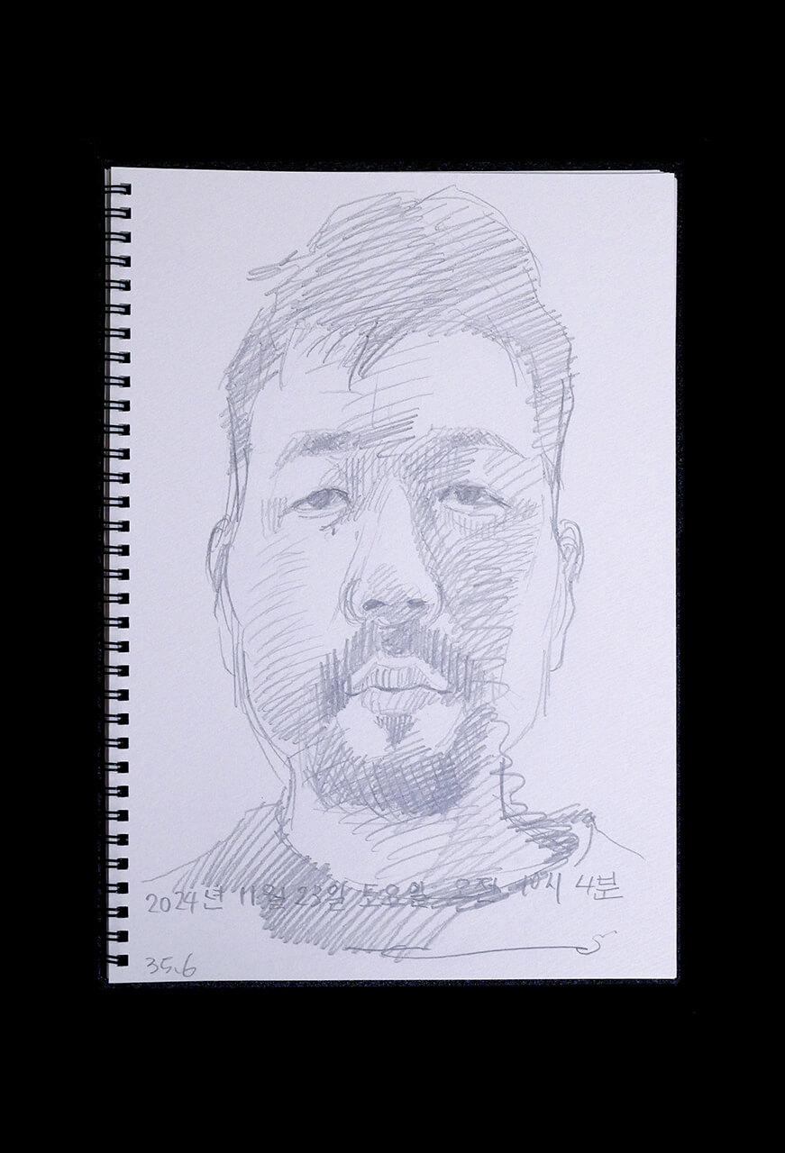 Contemporary artist SHINTAKU Tomoni's 2024/11/23 Self-portrait or pencil drawing