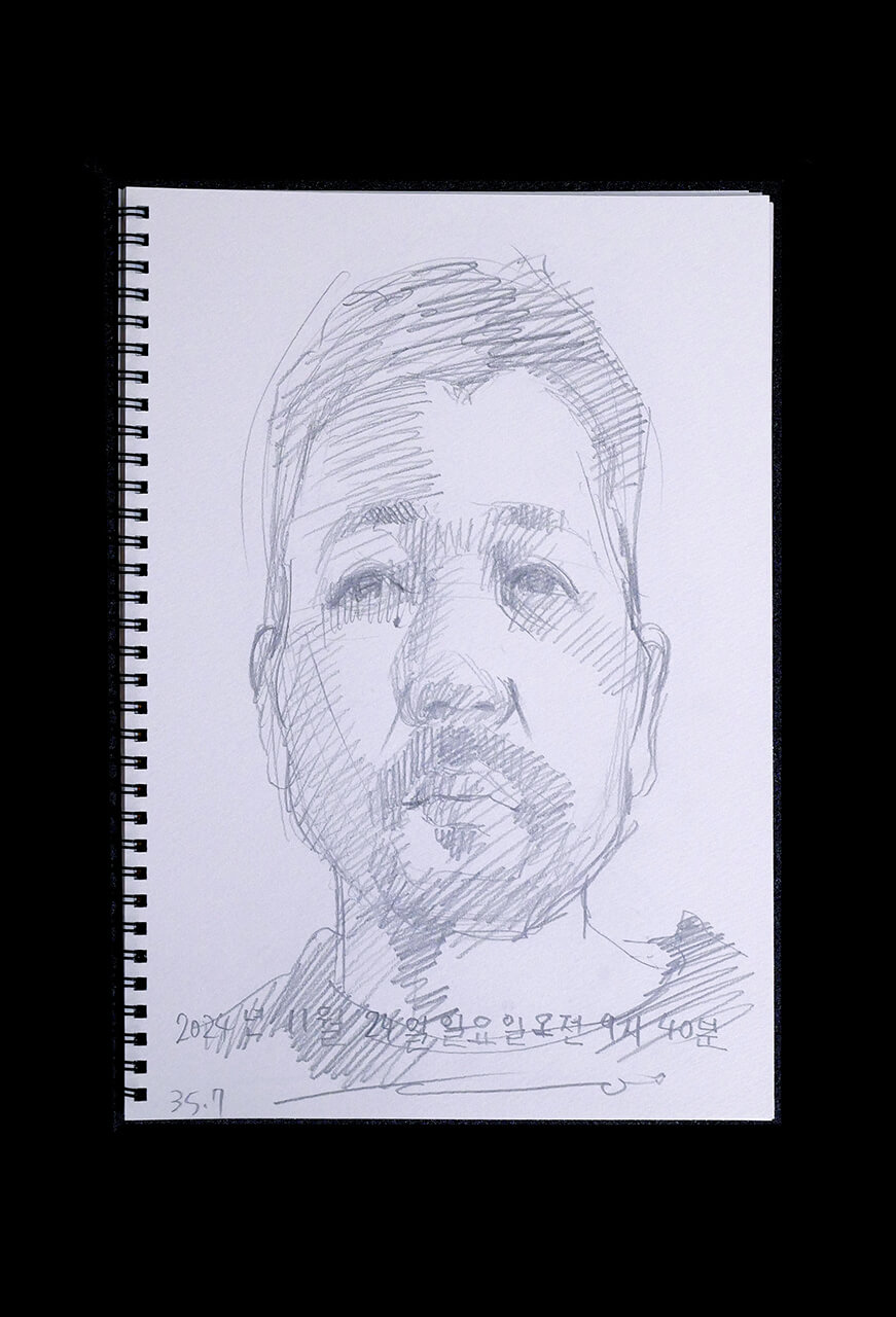 Contemporary artist SHINTAKU Tomoni's 2024/11/24 Self-portrait or pencil drawing