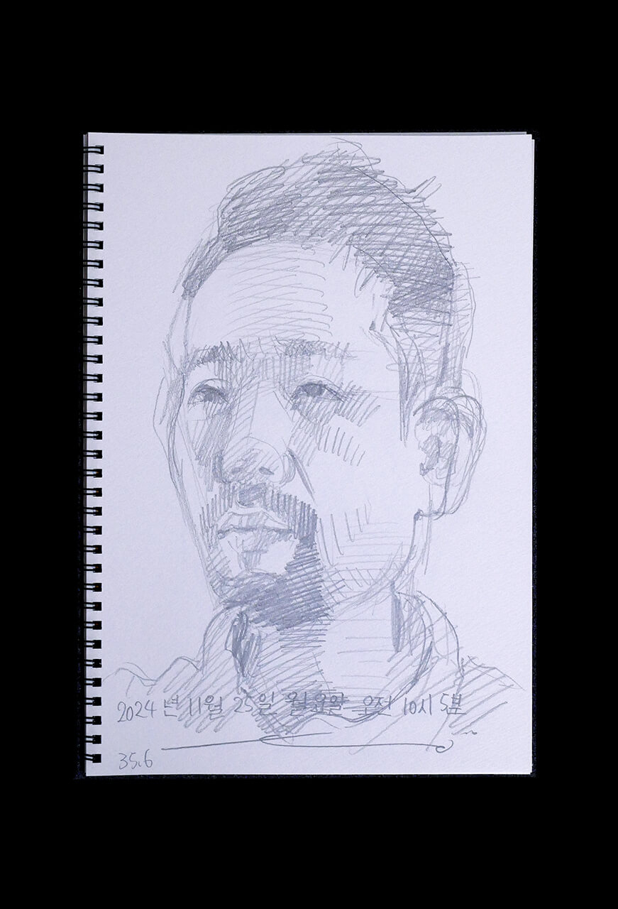 Contemporary artist SHINTAKU Tomoni's 2024/11/25 Self-portrait or pencil drawing