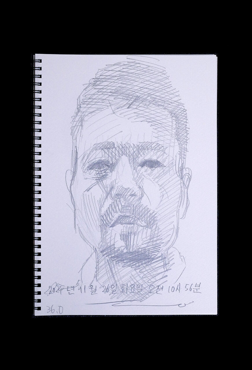 Contemporary artist SHINTAKU Tomoni's 2024/11/26 Self-portrait or pencil drawing