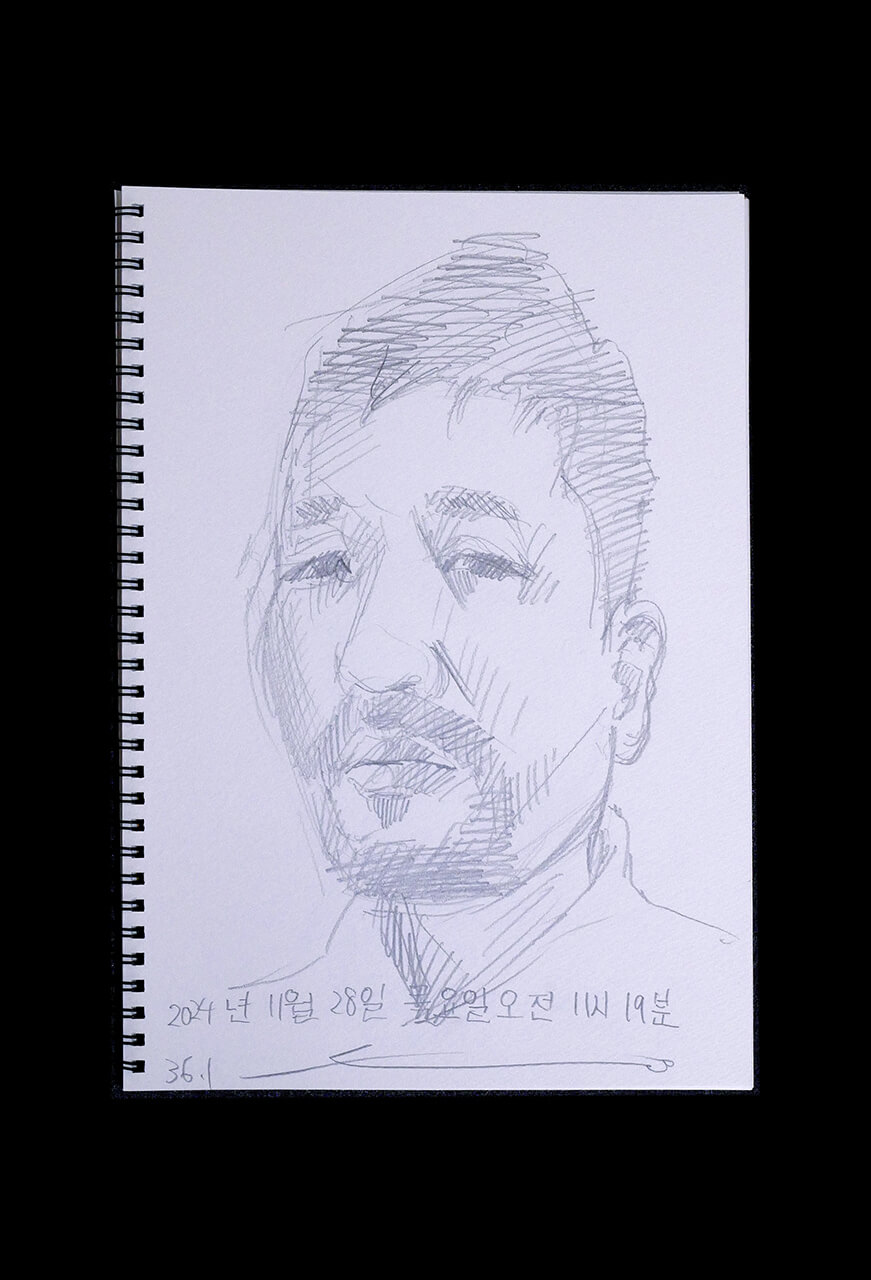 Contemporary artist SHINTAKU Tomoni's 2024/11/28 Self-portrait or pencil drawing