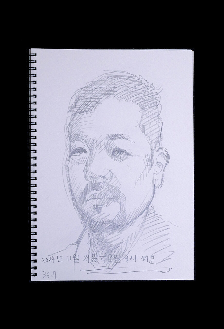 Contemporary artist SHINTAKU Tomoni's 2024/11/29 Self-portrait or pencil drawing