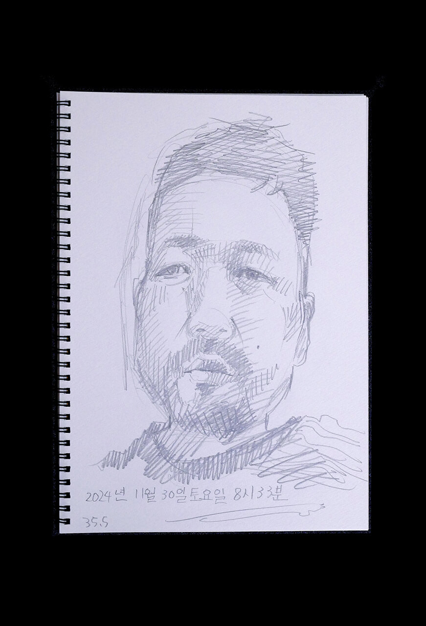 Contemporary artist SHINTAKU Tomoni's 2024/11/30 Self-portrait or pencil drawing