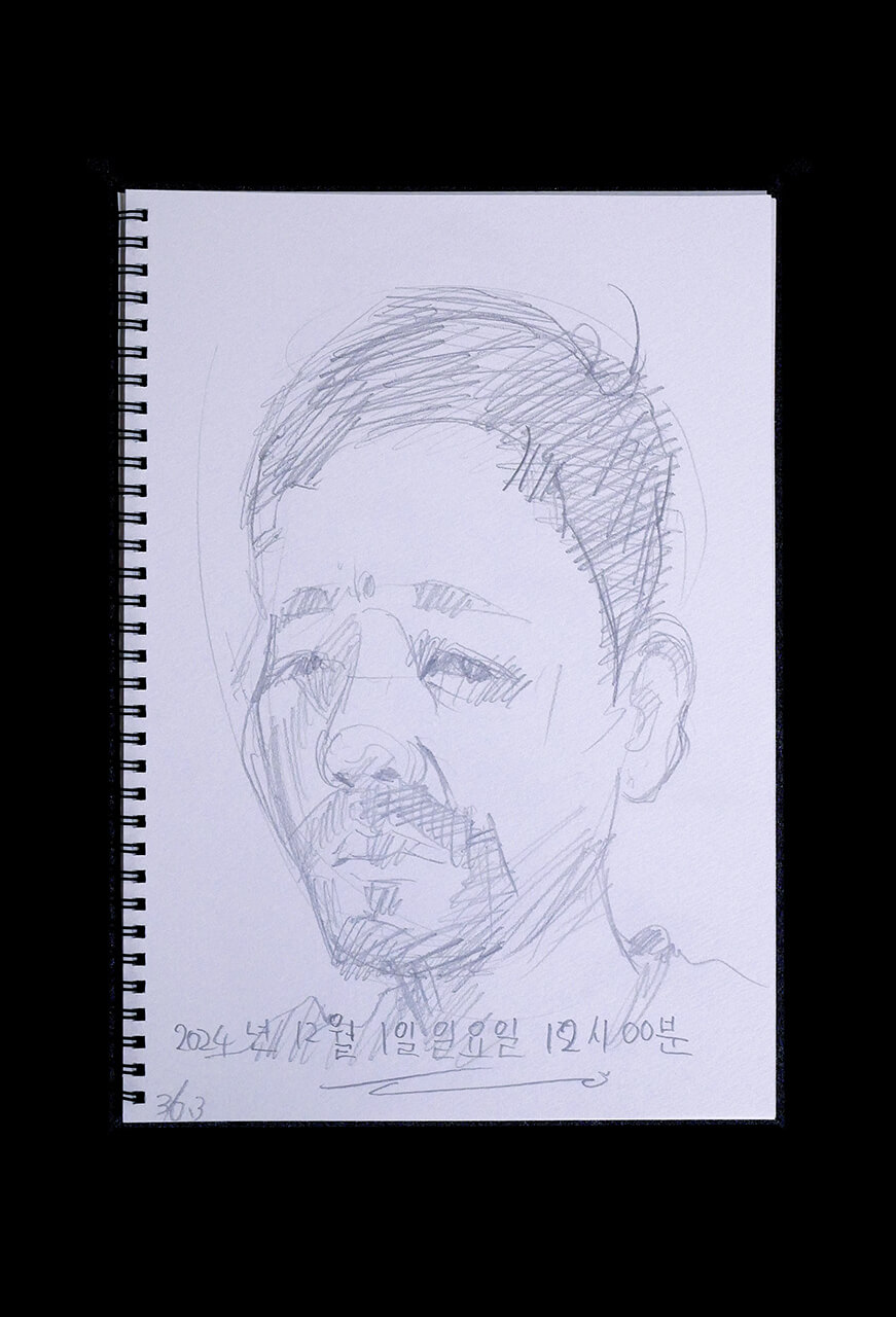 Contemporary artist SHINTAKU Tomoni's 2024/12/1 Self-portrait or pencil drawing