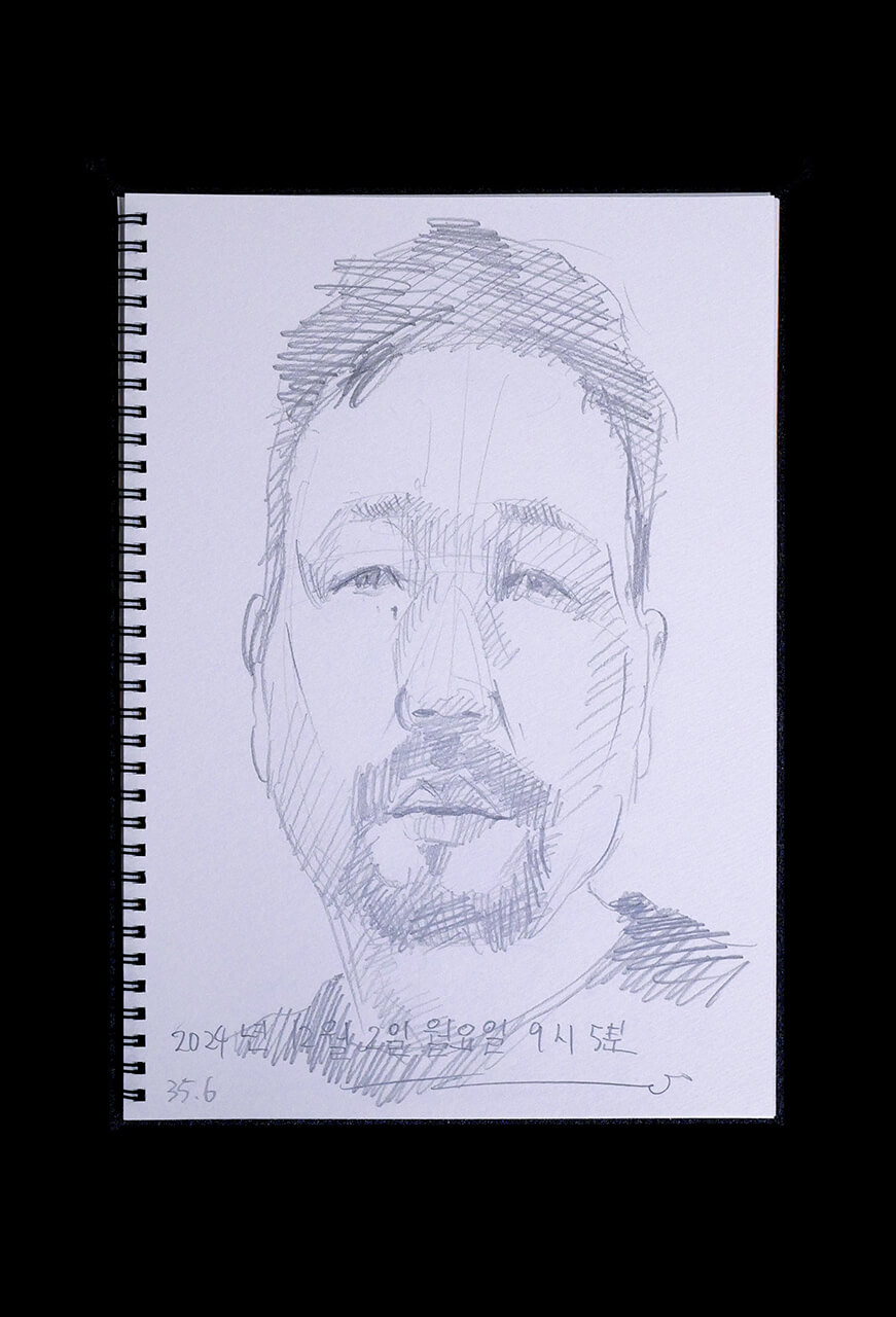 Contemporary artist SHINTAKU Tomoni's 2024/12/2 Self-portrait or pencil drawing