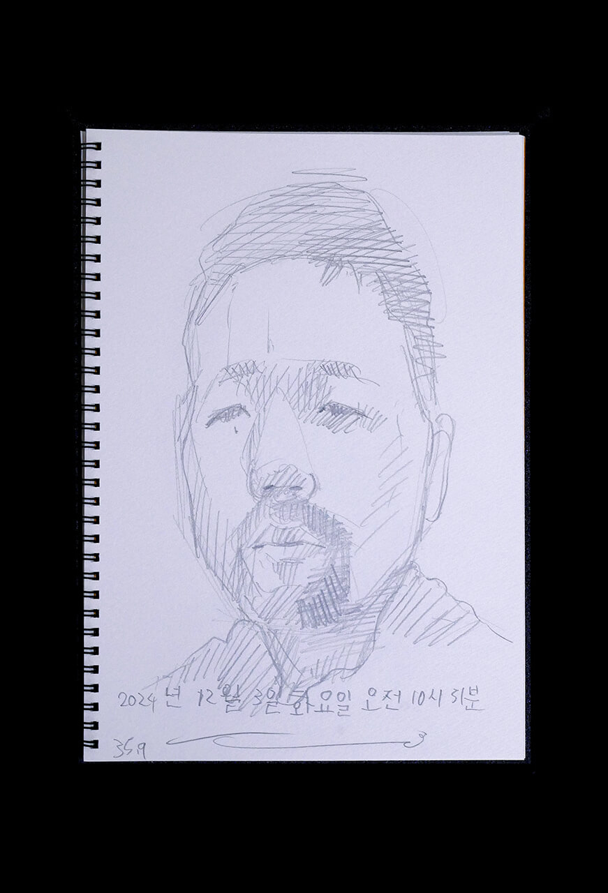Contemporary artist SHINTAKU Tomoni's 2024/12/3 Self-portrait or pencil drawing