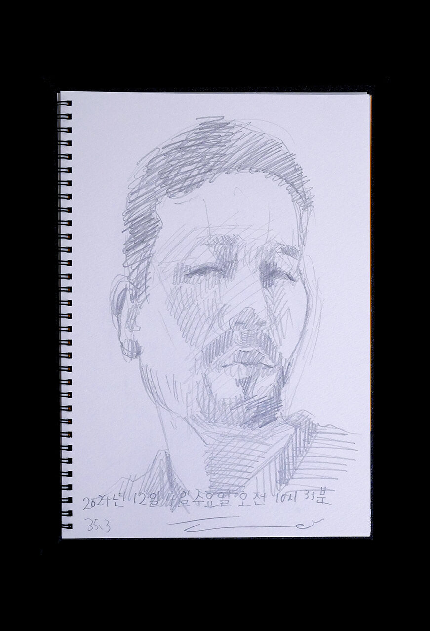 Contemporary artist SHINTAKU Tomoni's 2024/12/4 Self-portrait or pencil drawing