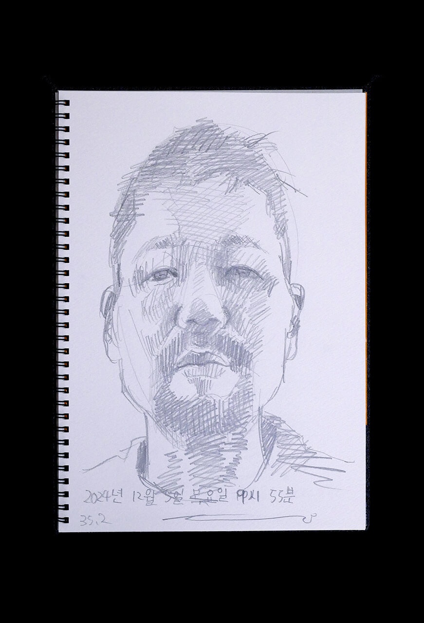 Contemporary artist SHINTAKU Tomoni's 2024/12/5 Self-portrait or pencil drawing