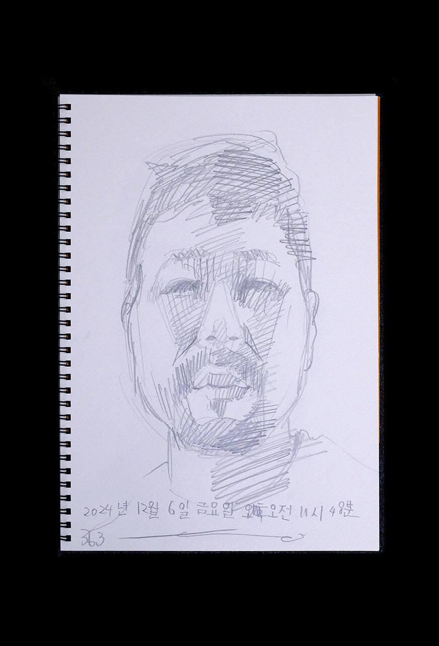 Contemporary artist SHINTAKU Tomoni's 2024/12/6 Self-portrait or pencil drawing