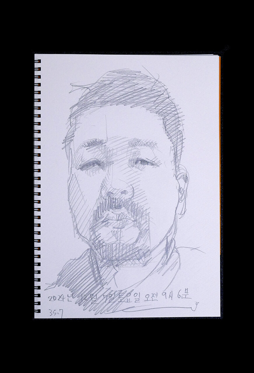 Contemporary artist SHINTAKU Tomoni's 2024/12/7 Self-portrait or pencil drawing