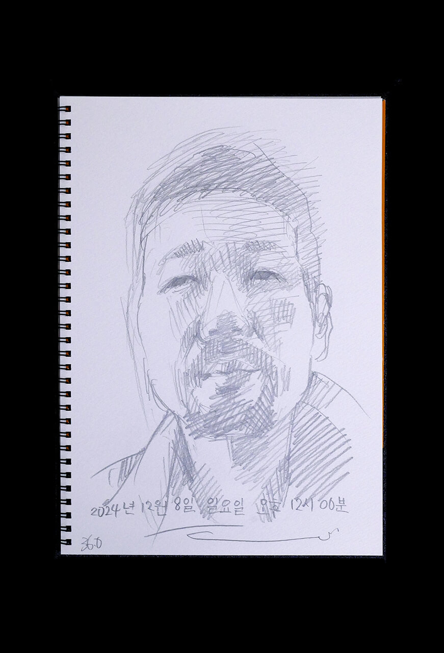Contemporary artist SHINTAKU Tomoni's 2024/12/8 Self-portrait or pencil drawing