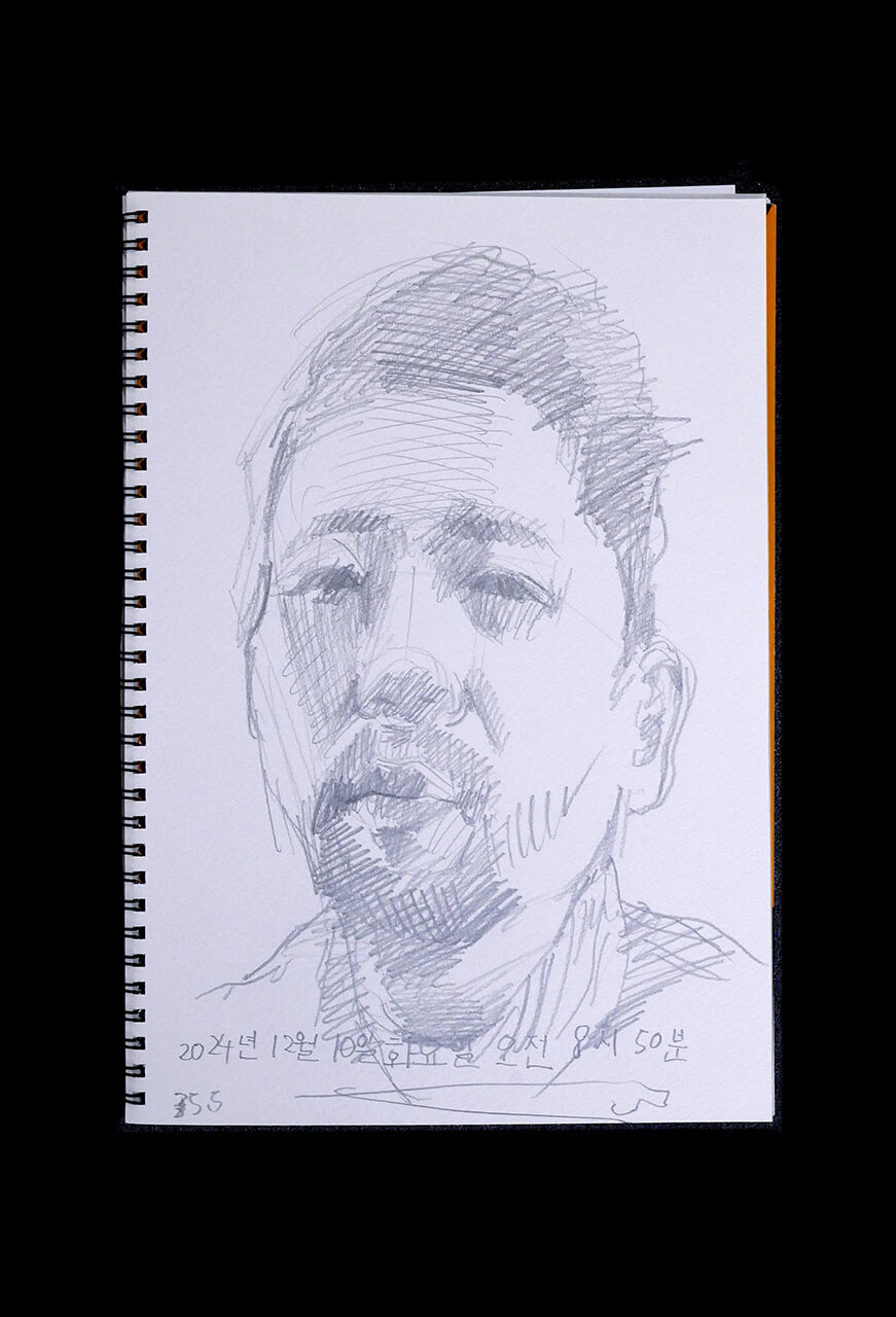 Contemporary artist SHINTAKU Tomoni's 2024/12/10 Self-portrait or pencil drawing