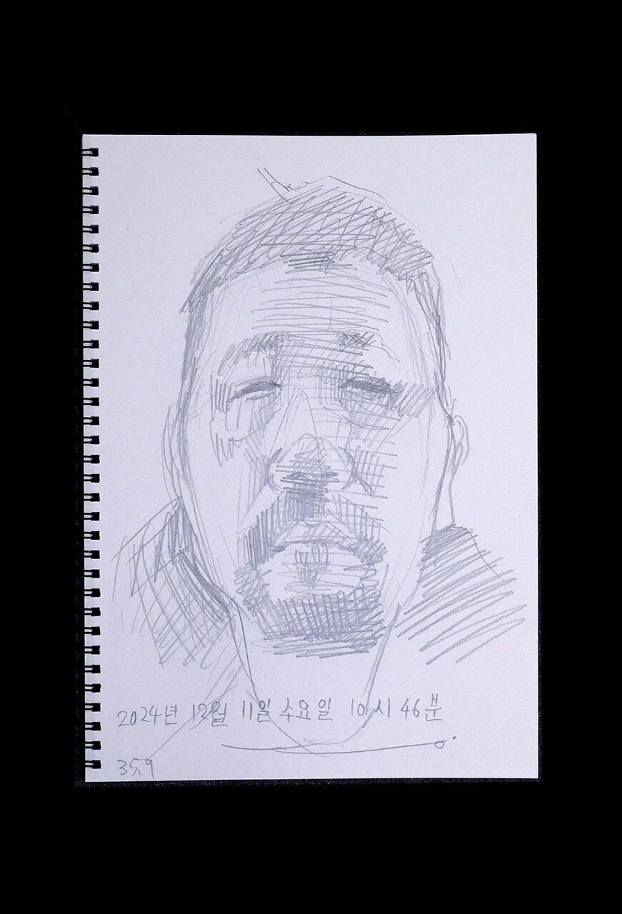 Contemporary artist SHINTAKU Tomoni's 2024/12/11 Self-portrait or pencil drawing