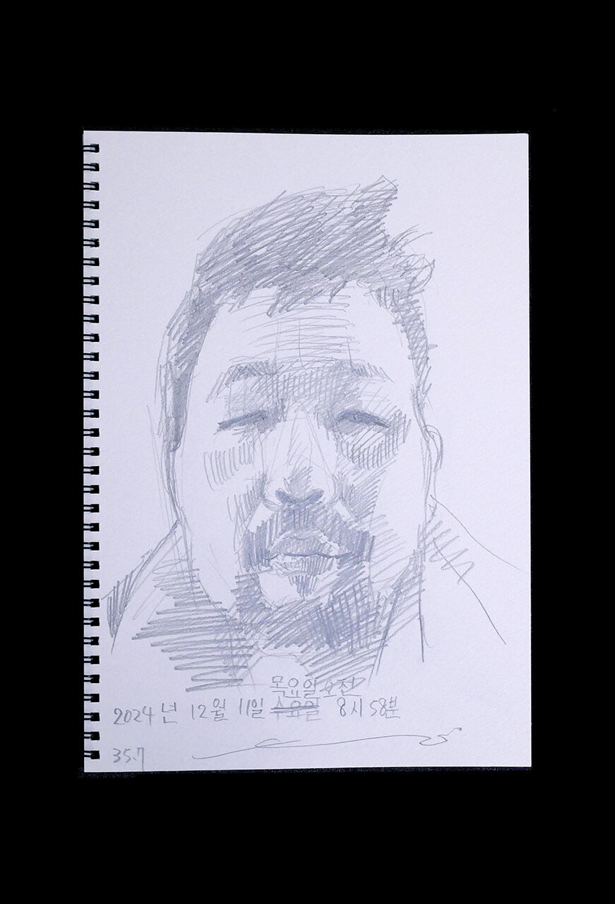 Contemporary artist SHINTAKU Tomoni's 2024/12/12 Self-portrait or pencil drawing