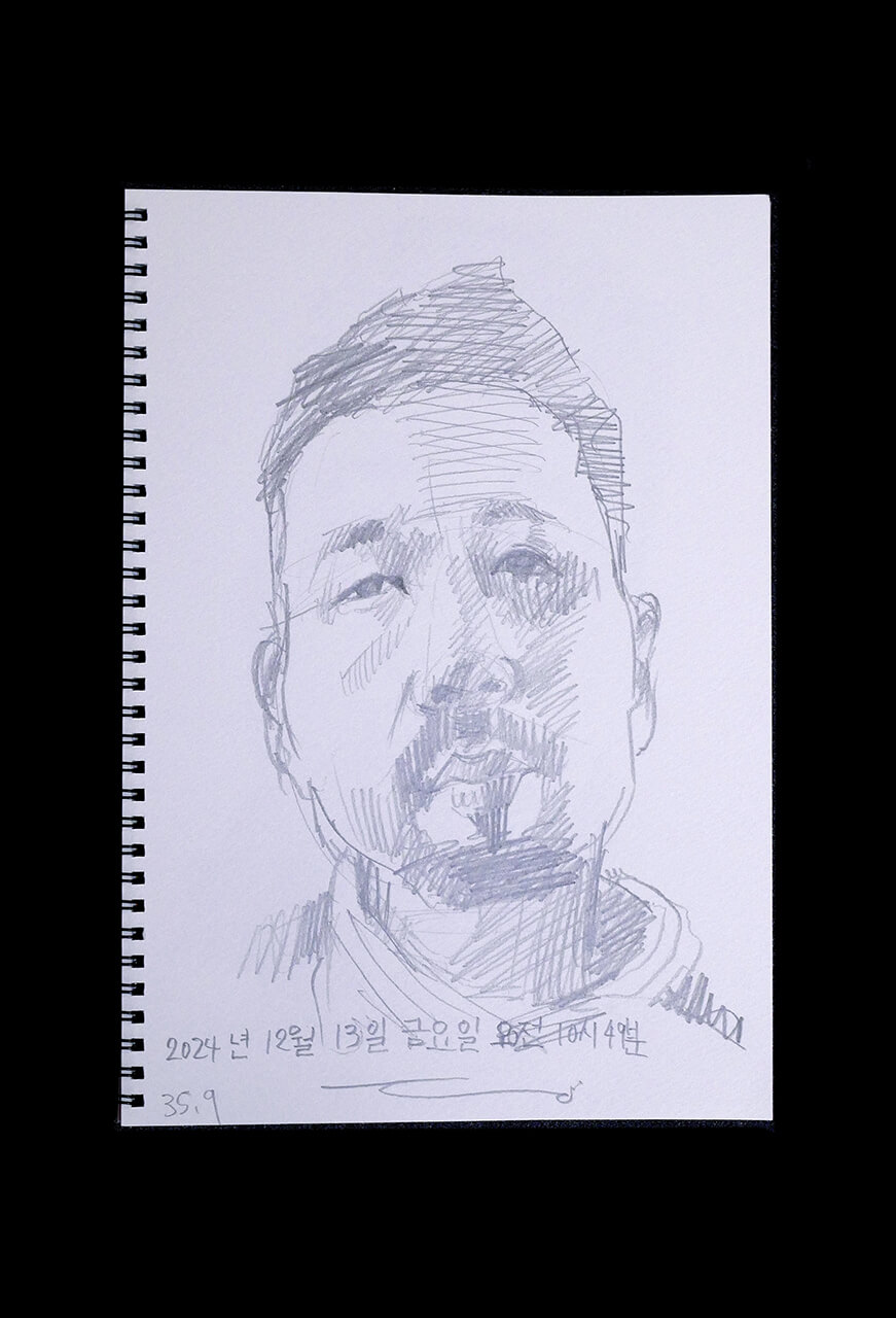 Contemporary artist SHINTAKU Tomoni's 2024/12/13 Self-portrait or pencil drawing