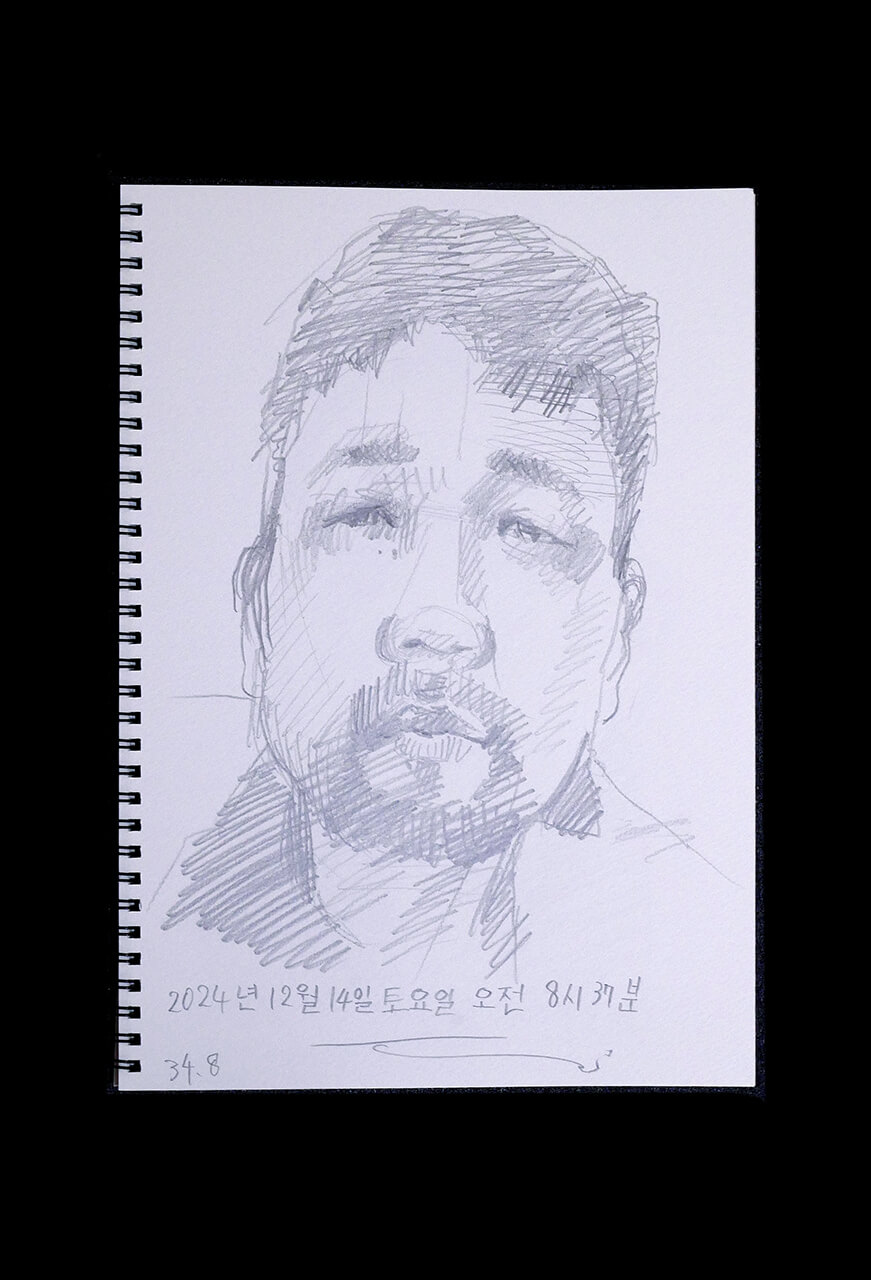 Contemporary artist SHINTAKU Tomoni's 2024/12/14 Self-portrait or pencil drawing
