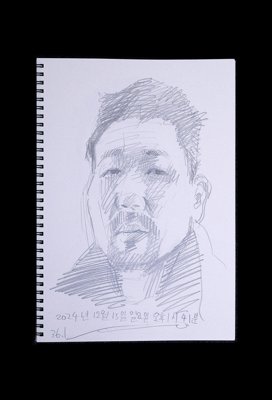 Contemporary artist SHINTAKU Tomoni's 2024/12/15 Self-portrait or pencil drawing