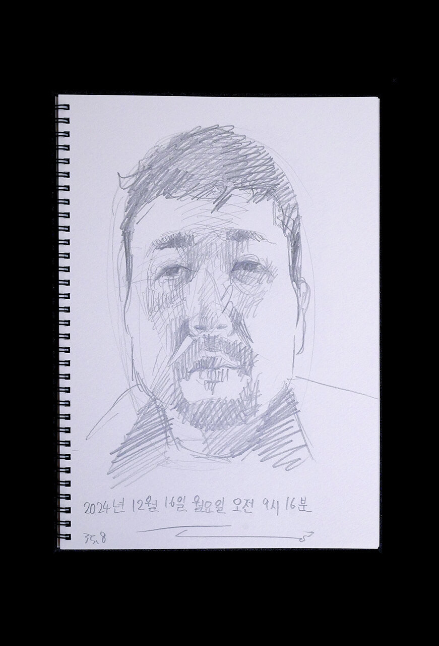 Contemporary artist SHINTAKU Tomoni's 2024/12/16 Self-portrait or pencil drawing