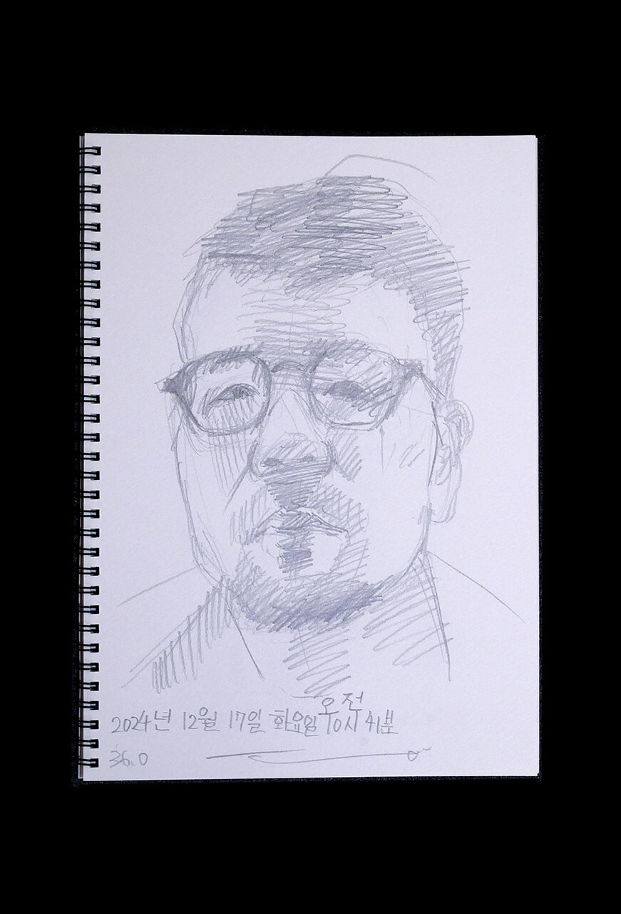 Contemporary artist SHINTAKU Tomoni's 2024/12/17 Self-portrait or pencil drawing