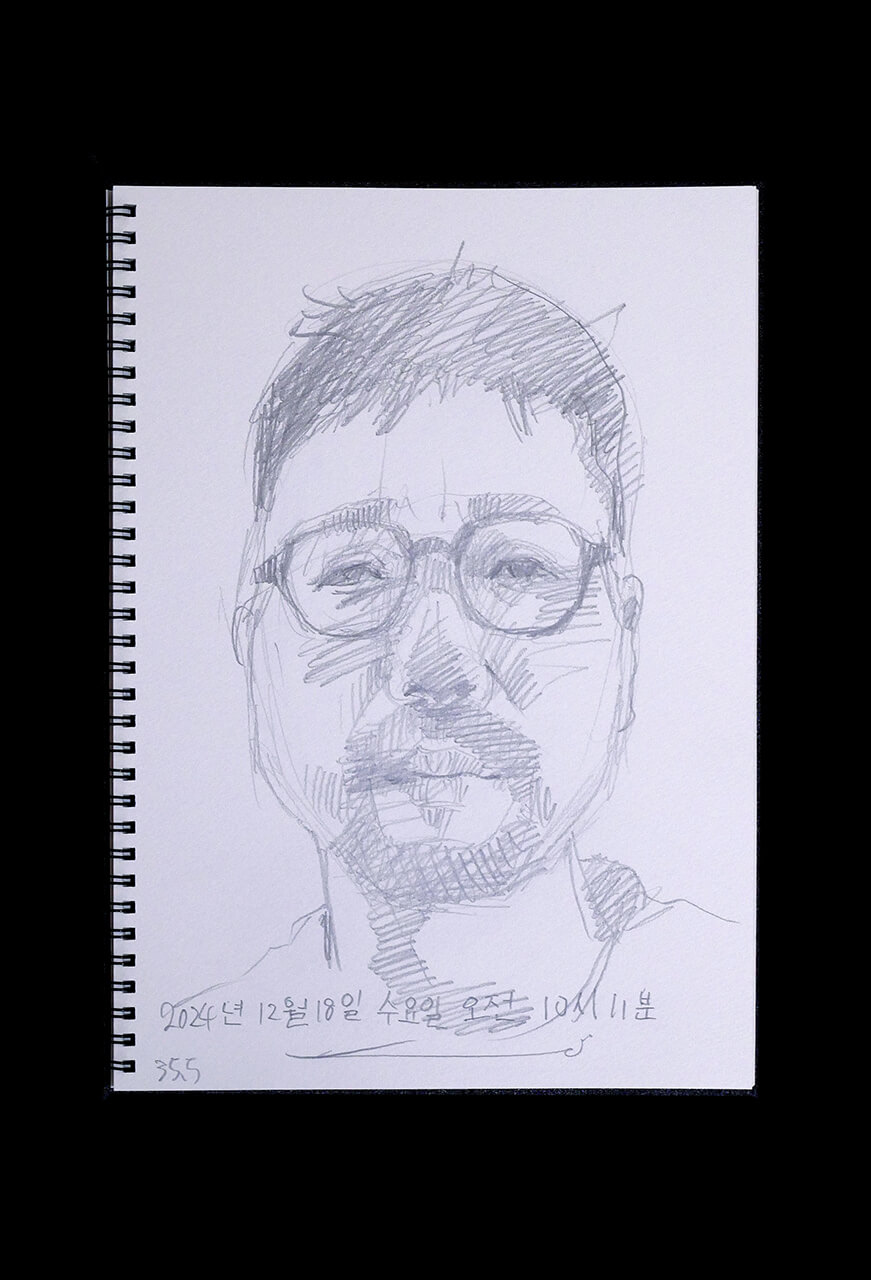 Contemporary artist SHINTAKU Tomoni's 2024/12/18 Self-portrait or pencil drawing