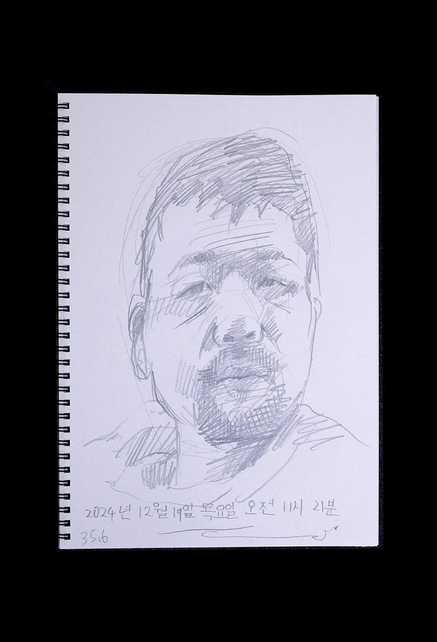 Contemporary artist SHINTAKU Tomoni's 2024/12/19 Self-portrait or pencil drawing