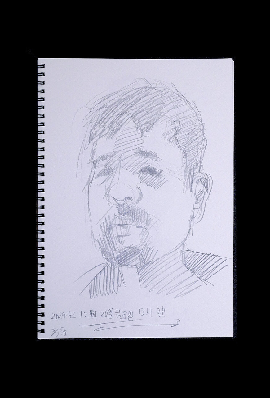 Contemporary artist SHINTAKU Tomoni's 2024/12/20 Self-portrait or pencil drawing
