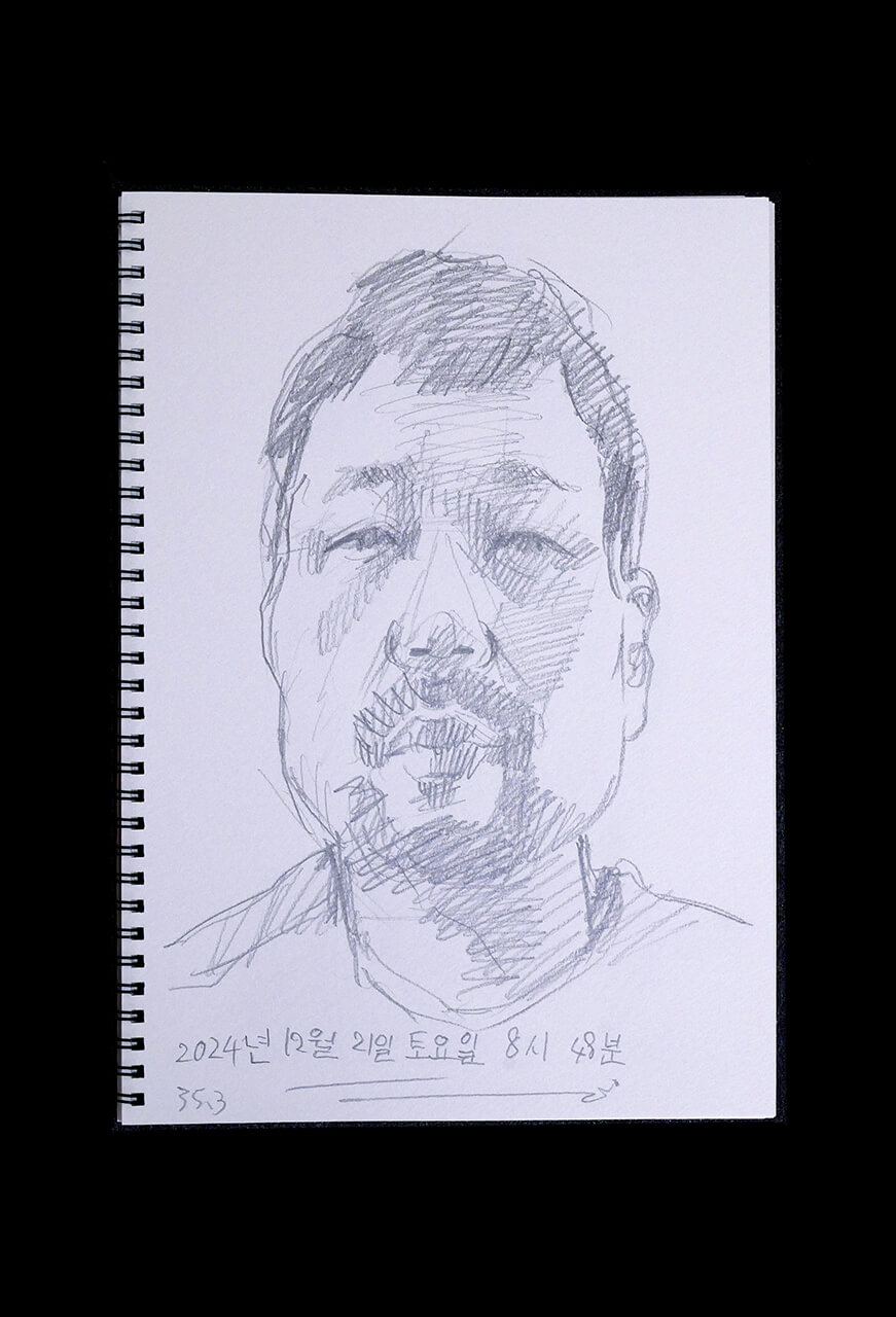 Contemporary artist SHINTAKU Tomoni's 2024/12/21 Self-portrait or pencil drawing