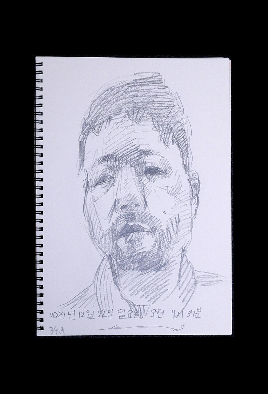 Contemporary artist SHINTAKU Tomoni's 2024/12/22 Self-portrait or pencil drawing