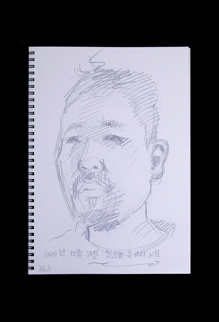 Contemporary artist SHINTAKU Tomoni's 2024/12/23 Self-portrait or pencil drawing