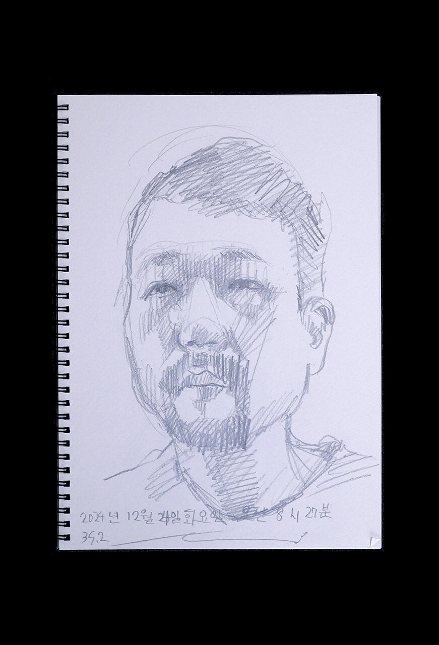 Contemporary artist SHINTAKU Tomoni's 2024/12/24 Self-portrait or pencil drawing
