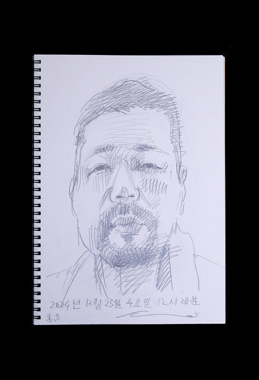 Contemporary artist SHINTAKU Tomoni's 2024/12/25 Self-portrait or pencil drawing